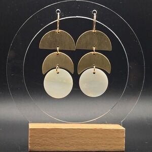 Amano Studio Brass Mother of Pearl Geometric Drop Earrings 14K Gold Filled Wires